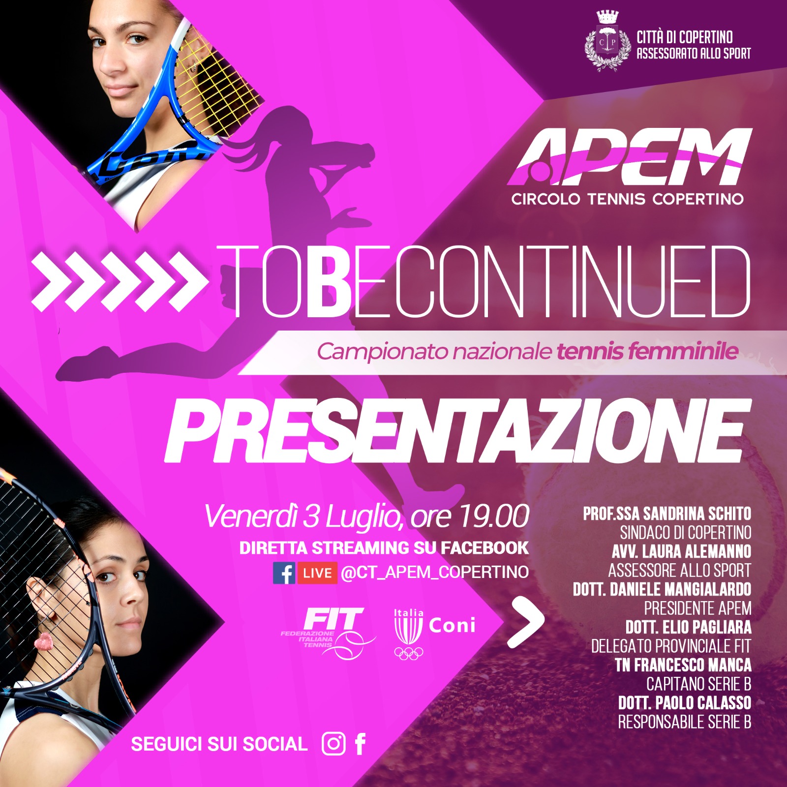 Locandina Presentazione APEM Copertino Serie B Femminile Tennis